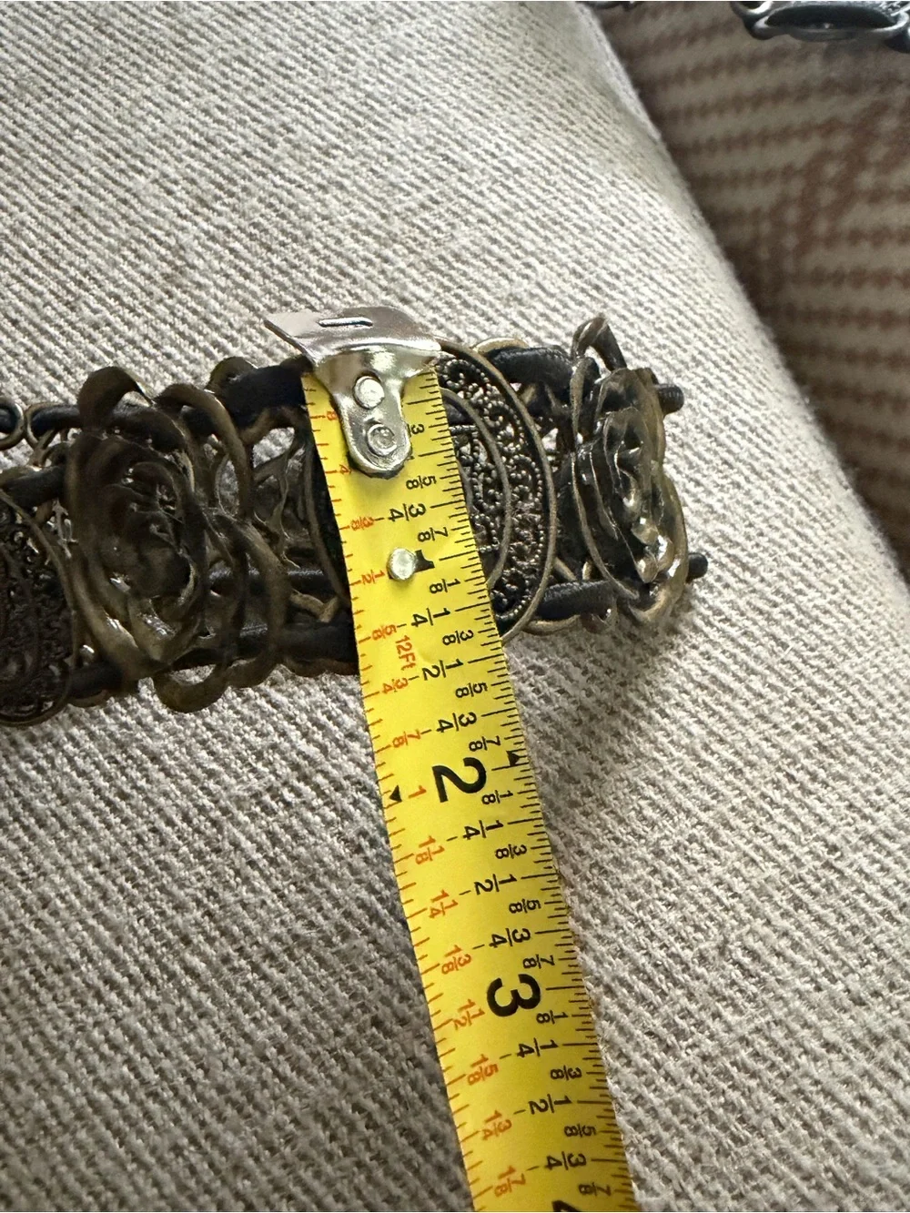 Vintage Silver Filigree stretch gold brass rose Medallion Boho Goth